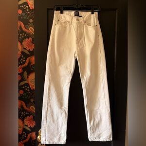 BDG Urban Outfitters Ivory Cream Cowboy Jeans Size 26 Wide Leg Stitching